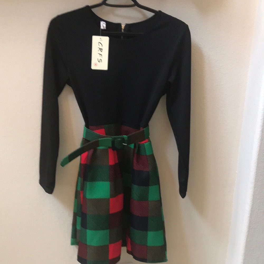 CRFS black, red and green plaid dress